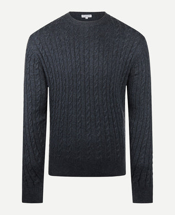 Cable Knit Crew Neck | Navy