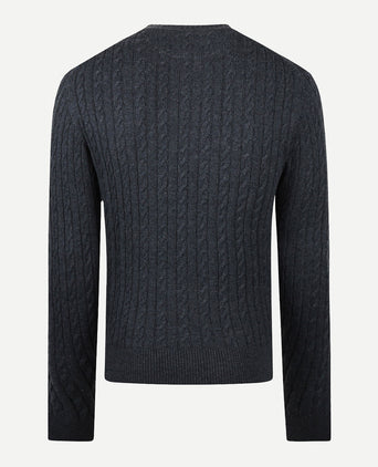 Cable Knit Crew Neck | Navy
