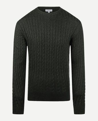 Cable Knit Crew Neck | Dark Sage