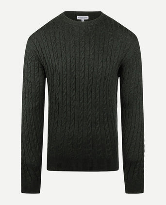 Cable Knit Crew Neck | Dark Sage