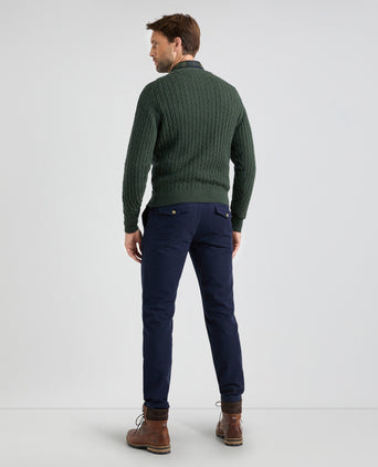 Cable Knit Crew Neck | Dark Sage