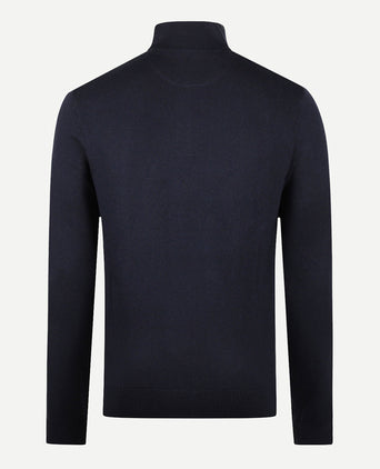 Trui Ritskraag Katoen Merinowol | Navy