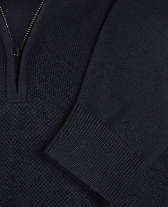 Trui Ritskraag Katoen Merinowol | Navy