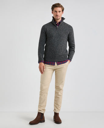 Trui Fisherman Ritskraag | Dark Grey Melange