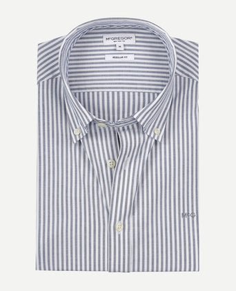 Shirt Stretch Oxford Large Stripe | Navy