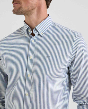 Shirt Stretch Oxford Large Stripe | Navy