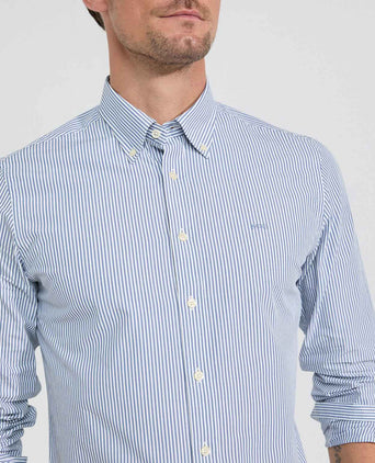 Overhemd Poplin Streep | Faded Blue