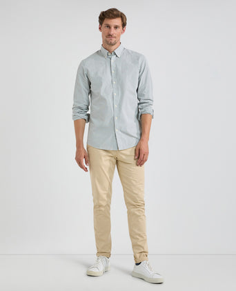 Overhemd Poplin Streep | Dark Sage