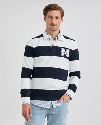 Rugbytrui met Grote Strepen | Navy