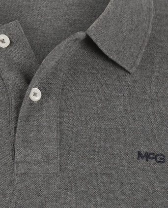 Polo piqué klassiek lange mouw | Dark Grey Melange