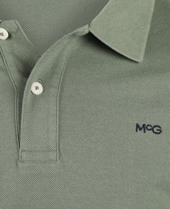 Polo piqué klassiek lange mouw | Dark Sage