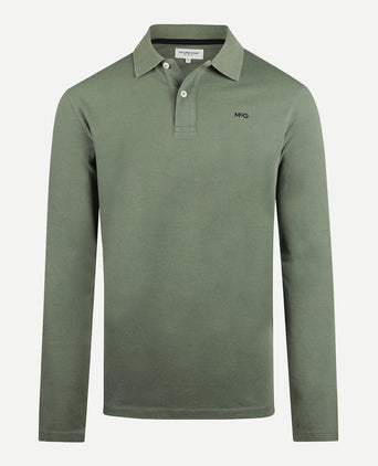 Polo piqué klassiek lange mouw | Dark Sage