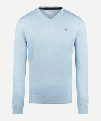 Sweater V-neck Cotton | Light Blue Sweater V-neck Cotton | Light Blue