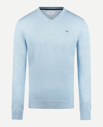 Sweater V-neck Cotton | Light Blue