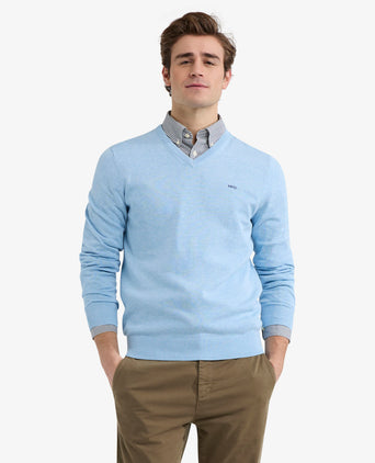 Sweater V-neck Cotton | Light Blue