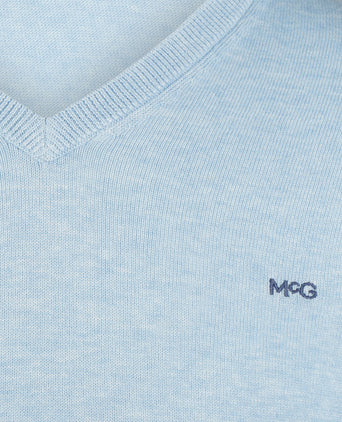 Sweater V-neck Cotton | Light Blue