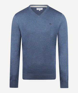 Sweater V-neck Cotton | Vintage Blue Sweater V-neck Cotton | Vintage Blue