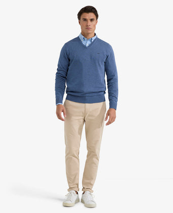 Sweater V-neck Cotton | Vintage Blue