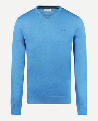 Sweater V-neck Cotton | Sea Blue