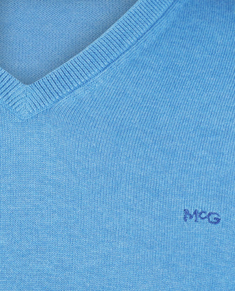 Sweater V-neck Cotton | Sea Blue