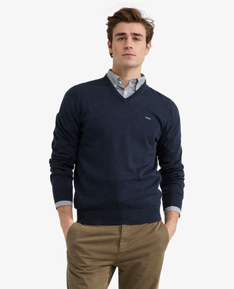 Sweater V-neck Cotton | Navy
