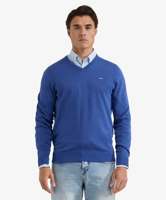 Sweater V-neck Cotton | Royal Blue Sweater V-neck Cotton | Royal Blue