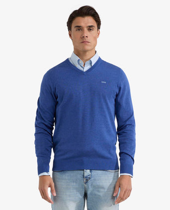 Sweater V-neck Cotton | Royal Blue