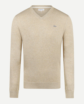 Sweater V-neck Cotton | Sand