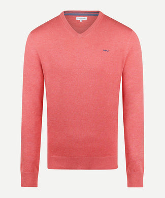 Sweater V-neck Cotton | Coral Red Sweater V-neck Cotton | Coral Red