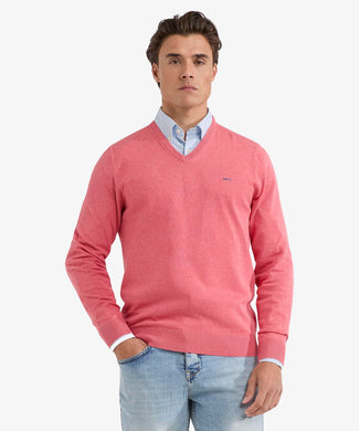 Sweater V-neck Cotton | Coral Red Sweater V-neck Cotton | Coral Red
