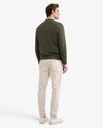 Sweater V-neck Cotton | Olive