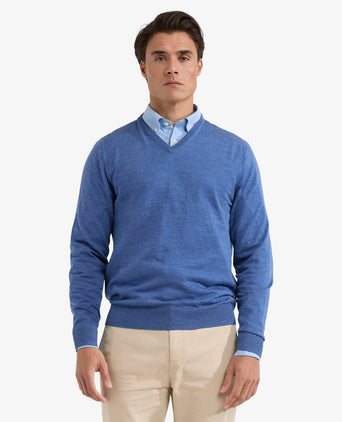 Sweater V-neck Luxe Merino | Vintage Blue