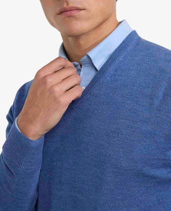 Sweater V-neck Luxe Merino | Vintage Blue