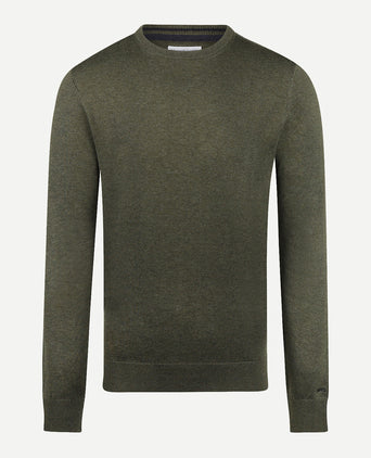 Sweater Round Neck Cotton | Olive
