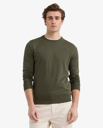Sweater Round Neck Cotton | Olive