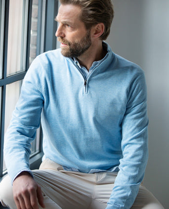 Trui Ritskraag Cotton | Light Blue