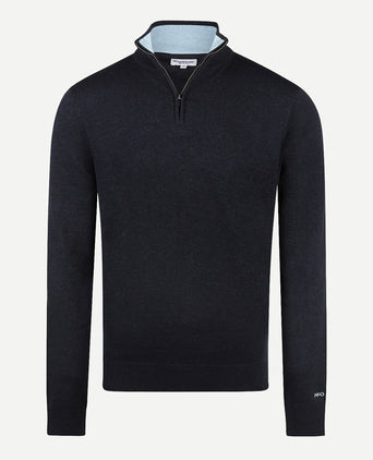 Sweater Zip Collar Cotton | Navy
