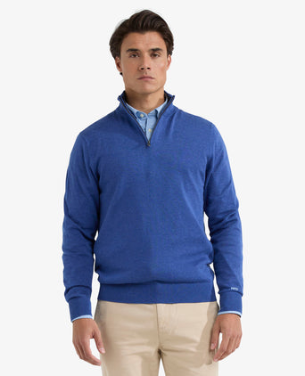 Sweater Zip Collar Cotton | Royal Blue