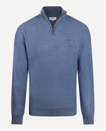 Sweater Zip Collar Cotton with Logo | Navy
