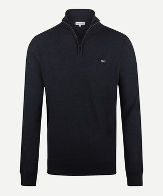 Sweater Zip Collar Cotton with Logo | Navy Sweater Zip Collar Cotton with Logo | Navy