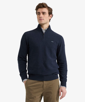 Sweater Zip Collar Cotton with Logo | Navy Sweater Zip Collar Cotton with Logo | Navy
