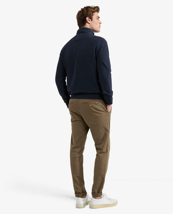 Trui Ritskraag Cotton met Logo | Navy