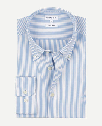 Overhemd Oxford Stretch Kleine Streep | Light Blue
