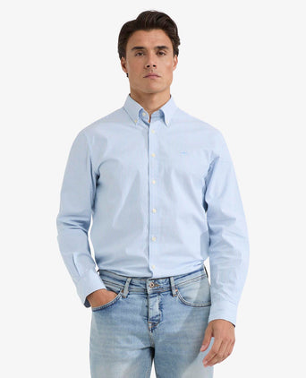Overhemd Oxford Stretch Kleine Streep | Light Blue