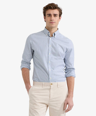 Shirt Oxford Stretch Large Stripe | Navy Shirt Oxford Stretch Large Stripe | Navy