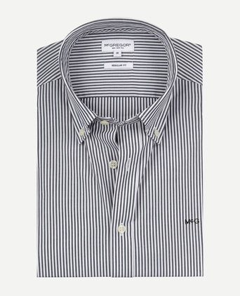 Overhemd Poplin Stretch Streep | Navy