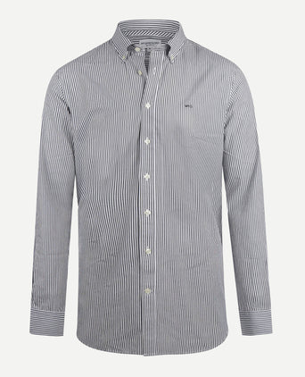 Overhemd Poplin Stretch Streep | Navy