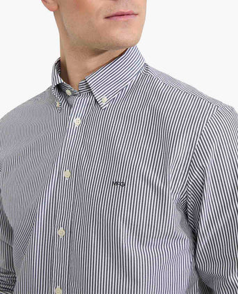 Overhemd Poplin Stretch Streep | Navy