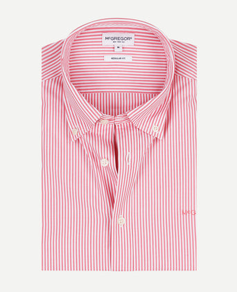Overhemd Poplin Stretch Streep | Coral Red