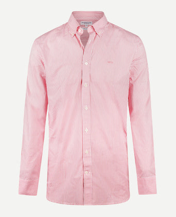 Overhemd Poplin Stretch Streep | Coral Red